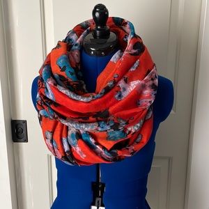 Orange floral infinity scarf